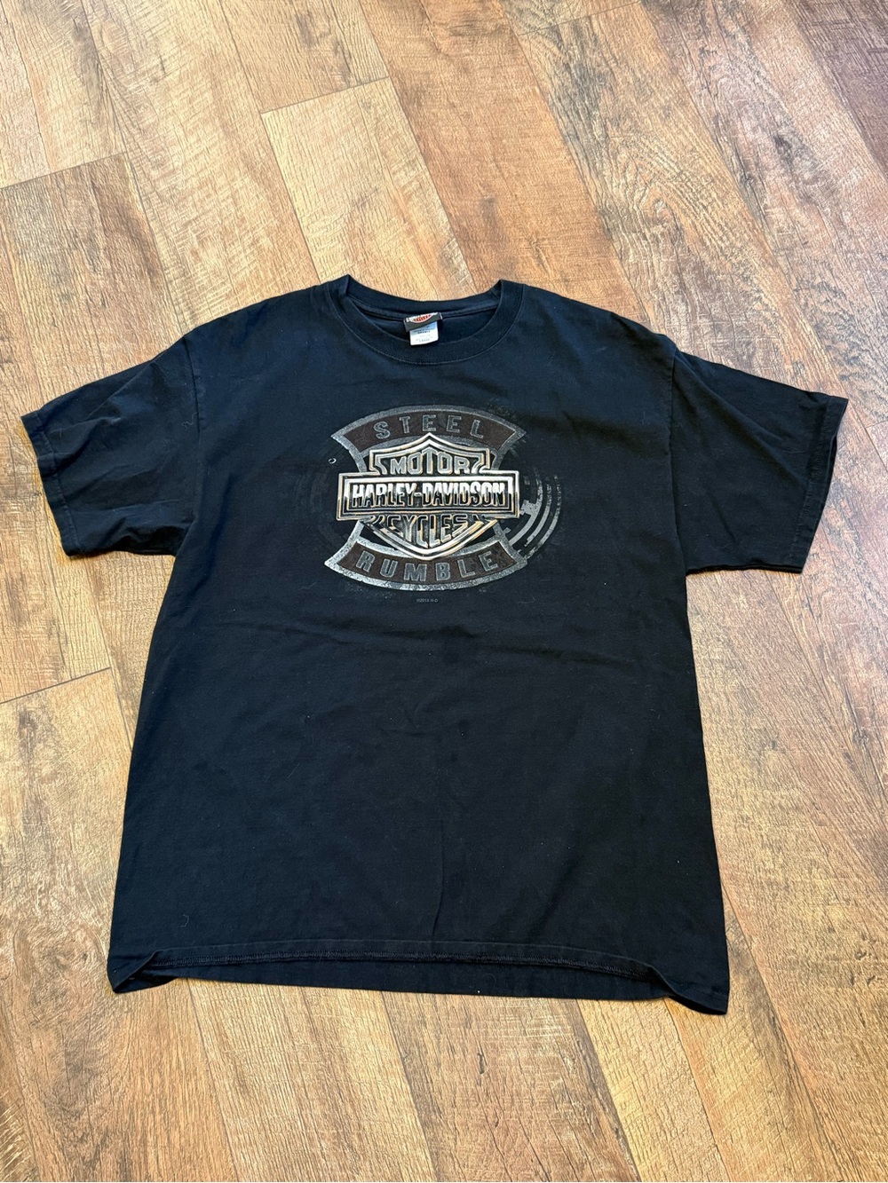 Harley-Davidson Black Short Sleeve Logo Tee with Orange Accent
